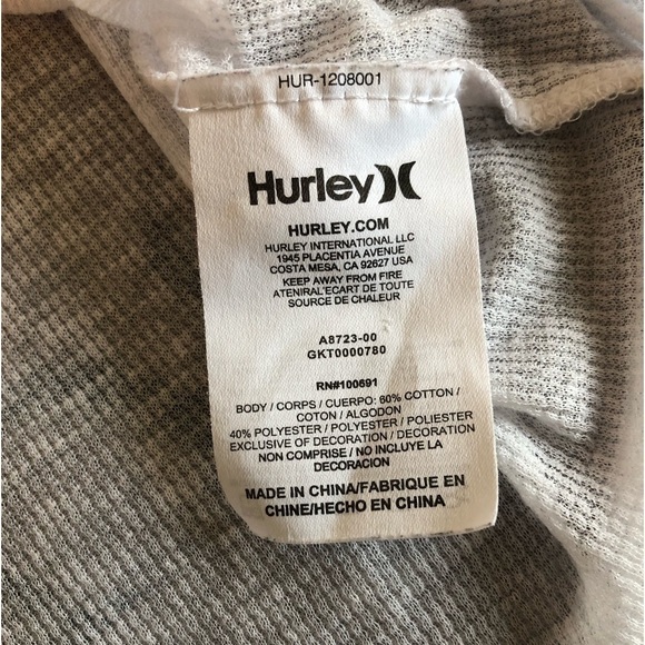 HURLEY T-Shirt Women's Size X-Small White Gray Baseball Long Sleeve - Picture 7 of 10
